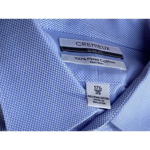 Daniel Cremieux blue white long sleeve button down no iron slim flit shirt XL - Picture 5 of 8